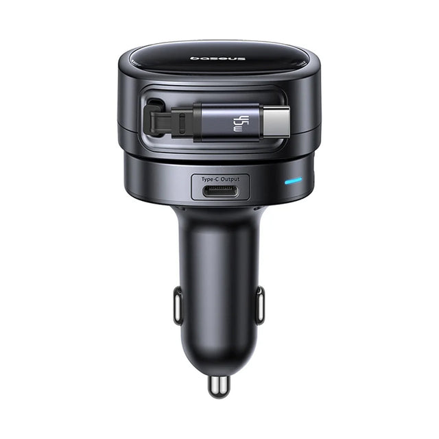 Incarcator Baseus Car PrimeTrip VR1 (C00069001121-00), with Retractable Cable, 2 x Type-C, USB, 60W, Negru