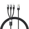 Cablu Baseus StarSpeed (P10319900111-01), USB to Type-C, Lightning, Micro-USB, 100W, 1.5m, Cluster Black