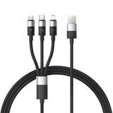 Cablu Baseus StarSpeed (P10319900111-01), USB to Type-C, Lightning, Micro-USB, 100W, 1.5m, Cluster Black