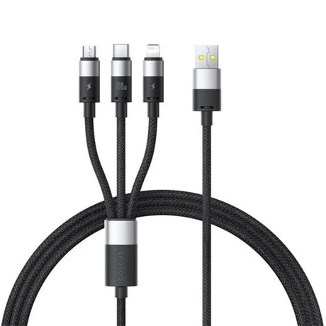 Cablu Baseus StarSpeed (P10319900111-01), USB to Type-C, Lightning, Micro-USB, 100W, 1.5m, Cluster Black