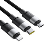 Cablu Baseus StarSpeed (P10319900111-01), USB to Type-C, Lightning, Micro-USB, 100W, 1.5m, Cluster Black