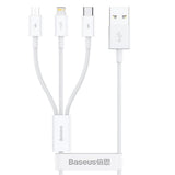 Cablu Baseus (P10320105221-01), USB to Type-C, Lightning, Micro-USB, 3.5A, 0.5m, Alb