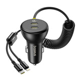 Incarcator Baseus Car (C00035902121-00), 2x USB-C, Fast Charge with USB-C, Lightning Spring Cable, 60W, 3A, 1.4m, Negru