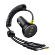 Incarcator Baseus Car (C00035902121-00), 2x USB-C, Fast Charge with USB-C, Lightning Spring Cable, 60W, 3A, 1.4m, Negru