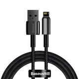 Cablu Baseus Tungsten Gold (CALWJ-A01), USB-A to Lightning, 2.4A, 480Mbps, 20W, 2m, Negru