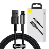 Cablu Baseus Tungsten Gold (CALWJ-A01), USB-A to Lightning, 2.4A, 480Mbps, 20W, 2m, Negru
