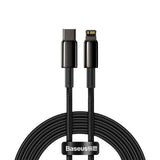 Cablu Type-C la Lightning, 20W, 1m - Baseus Tungsten Gold (CATLWJ-01) - Black