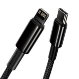 Cablu Type-C la Lightning, 20W, 1m - Baseus Tungsten Gold (CATLWJ-01) - Black