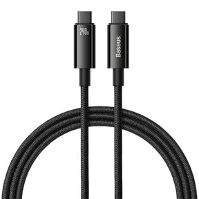 Cablu Baseus Tungsten Gold (CAWJ040101), Type-C to Type-C, Fast Charging, 240W, 2m, Negru