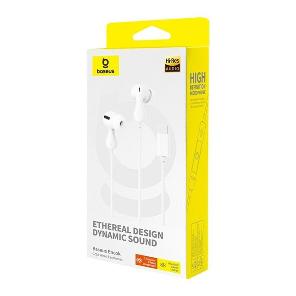 Casti Baseus Wired Earphones Encok CZ20 (A00171400213-00), Type-C, 20Hz-40kHz, Hi-Res, Moon White