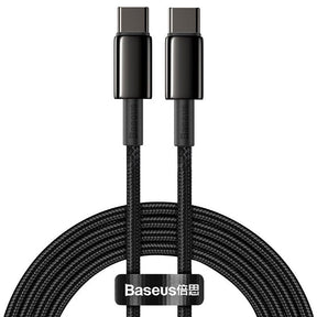 Cablu Baseus Tungsten Gold (CATWJ-A01), Type-C to Type-C, Fast Charging, 100W, 2m, Negru