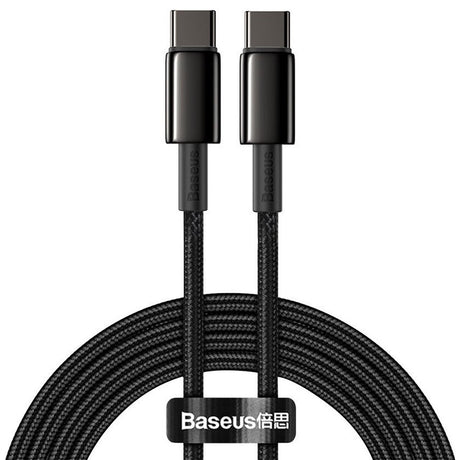 Cablu Baseus Tungsten Gold (CATWJ-A01), Type-C to Type-C, Fast Charging, 100W, 2m, Negru