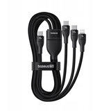 Cablu Baseus Flash Series 3 (P10377502111-00), Fast Charge, USB-C to 2x USB-C, Lightning, 100W, 480Mbps, 1.5m, Negru