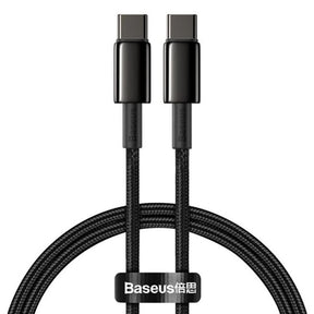 Cablu Baseus Tungsten Gold (CATWJ-01), Type-C to Type-C, Fast Charging, 100W, 1m, Negru