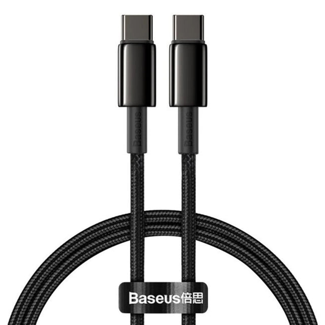 Cablu Baseus Tungsten Gold (CATWJ-01), Type-C to Type-C, Fast Charging, 100W, 1m, Negru