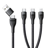 Cablu Baseus Flash Series 3 (P10377501111-00), Fast Charge, USB, USB-C to Lightning, 2x USB-C, 100W, 1.5m, Negru