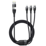 Cablu Baseus Flash Series 3 (P10377501111-00), Fast Charge, USB, USB-C to Lightning, 2x USB-C, 100W, 1.5m, Negru