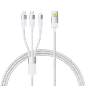 Cablu Baseus StarSpeed (P10319900211-00), Fast Charging, USB to Micro-USB, Type-C, Lightning, 100W, 1.5m, Alb