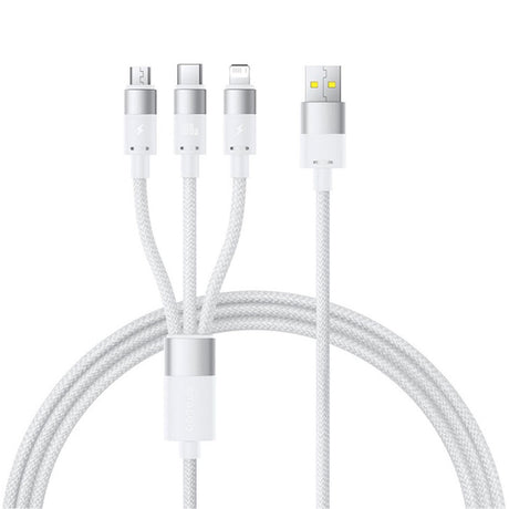 Cablu Baseus StarSpeed (P10319900211-00), Fast Charging, USB to Micro-USB, Type-C, Lightning, 100W, 1.5m, Alb