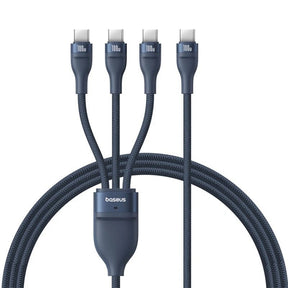 Cablu Baseus Flash Series 3 (P10377503321-00), Fast Charge, USB-C to 3x Type-C, 3in1, PD100W, 480Mbps, 1.5m, Albastru