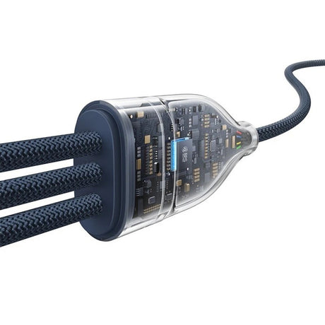 Cablu Baseus Flash Series 3 (P10377503321-00), Fast Charge, USB-C to 3x Type-C, 3in1, PD100W, 480Mbps, 1.5m, Albastru