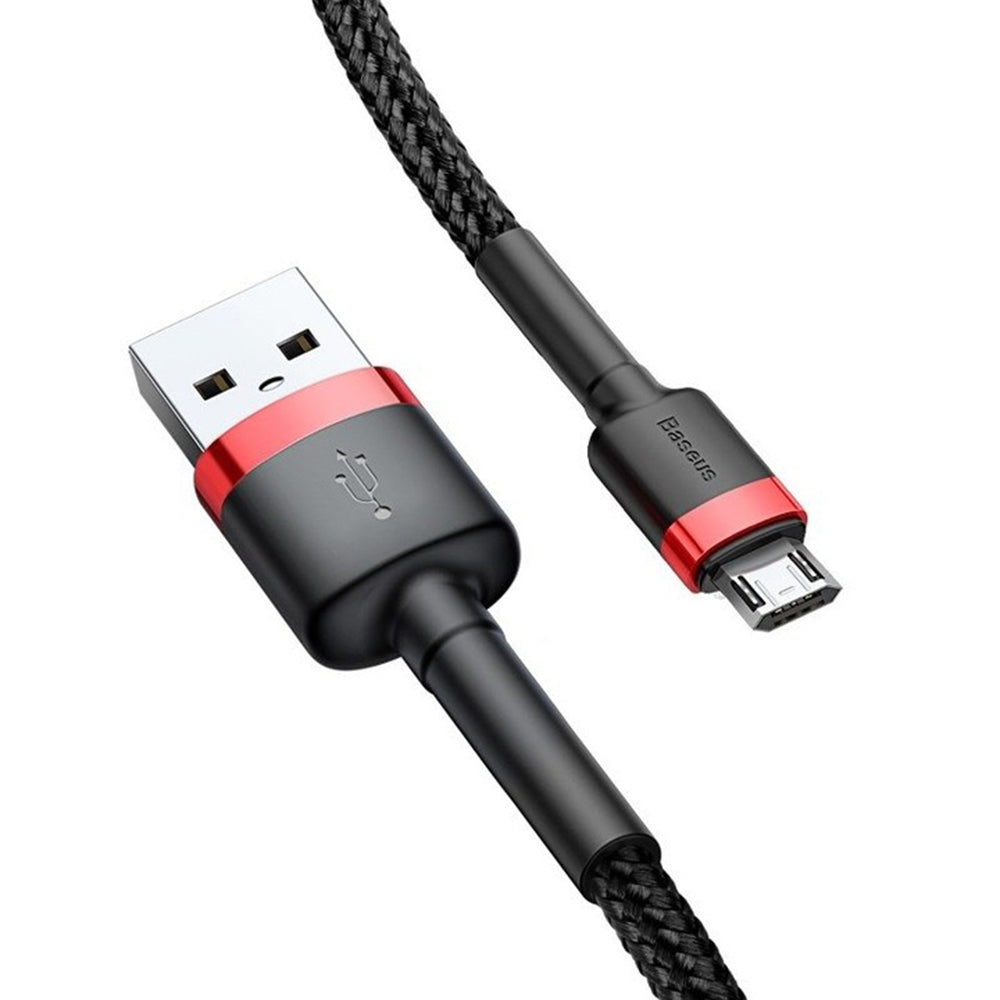 Cablu Baseus Cafule (CAMKLF-H91), USB to Micro-USB, 2A, Quick Charge, Nylon Braid, Velcro, 480Mbps, 3m, Negru / Red