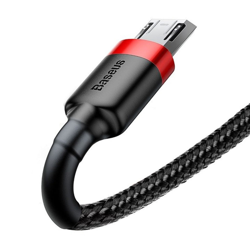Cablu Baseus Cafule (CAMKLF-H91), USB to Micro-USB, 2A, Quick Charge, Nylon Braid, Velcro, 480Mbps, 3m, Negru / Red