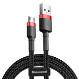 Cablu Baseus Cafule (CAMKLF-H91), USB to Micro-USB, 2A, Quick Charge, Nylon Braid, Velcro, 480Mbps, 3m, Negru / Red