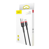 Cablu Baseus Cafule (CAMKLF-H91), USB to Micro-USB, 2A, Quick Charge, Nylon Braid, Velcro, 480Mbps, 3m, Negru / Red