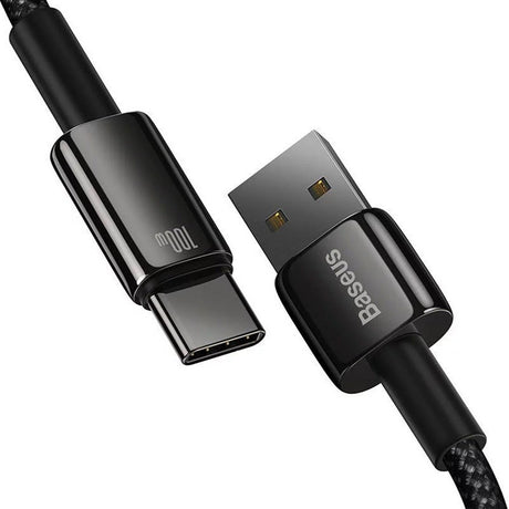 Cablu Baseus Tungsten Gold (CAWJ000101), USB to Type-C, Super Fast Charge, 100W, 480Mbps, 2m, Negru