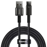 Cablu Baseus Tungsten Gold (CAWJ000101), USB to Type-C, Super Fast Charge, 100W, 480Mbps, 2m, Negru