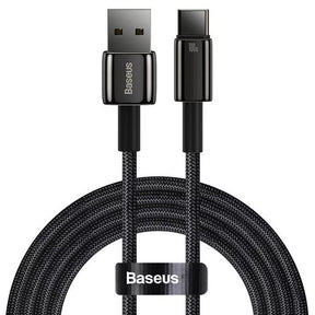 Cablu Baseus Tungsten Gold (CAWJ000101), USB to Type-C, Super Fast Charge, 100W, 480Mbps, 2m, Negru