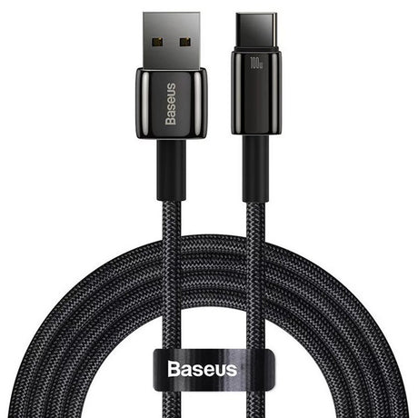 Cablu Baseus Tungsten Gold (CAWJ000101), USB to Type-C, Super Fast Charge, 100W, 480Mbps, 2m, Negru