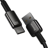 Cablu Baseus Tungsten Gold (CAWJ000001), USB to Type-C, Super Fast Charge, 100W, 480Mbps, 1m, Negru