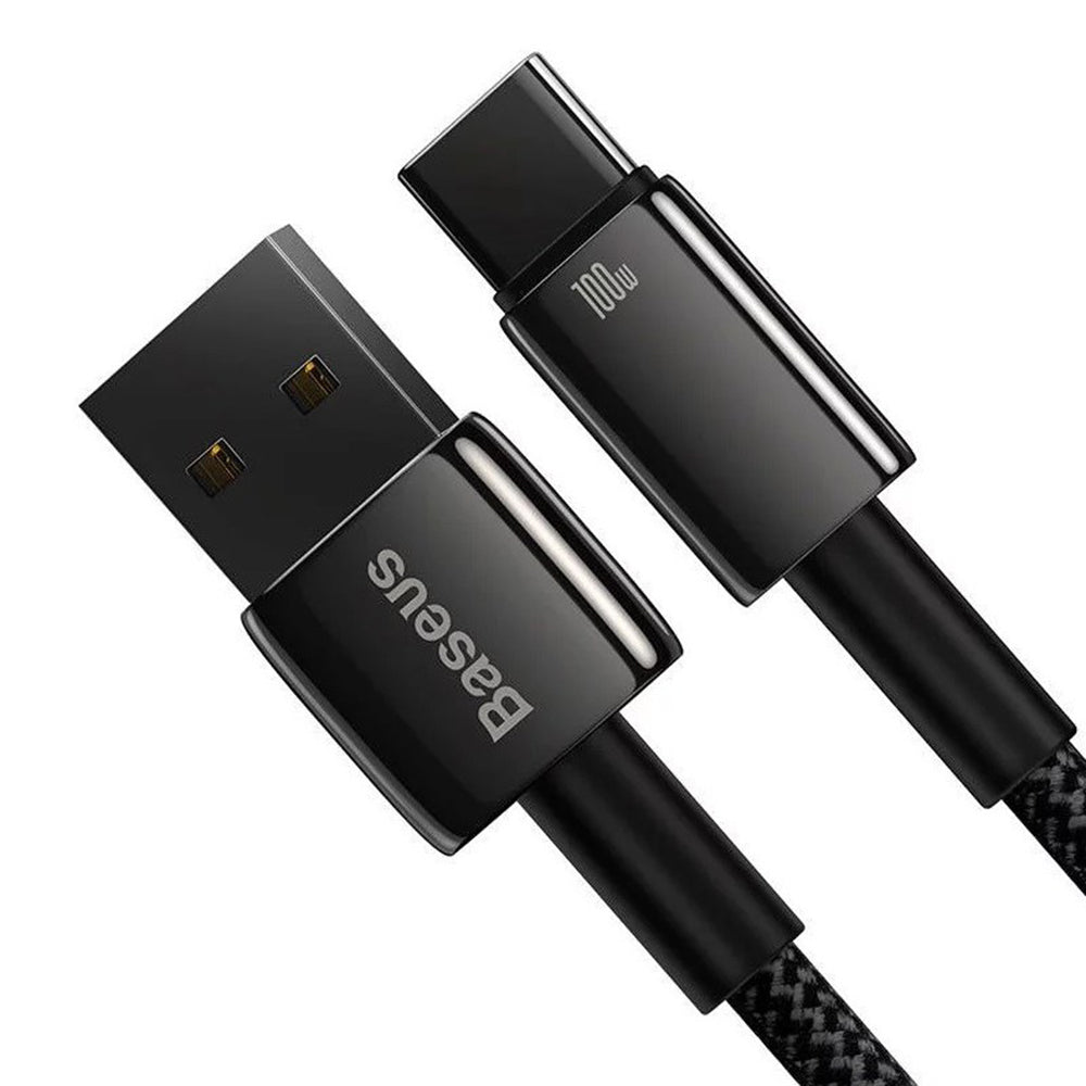 Cablu Baseus Tungsten Gold (CAWJ000001), USB to Type-C, Super Fast Charge, 100W, 480Mbps, 1m, Negru