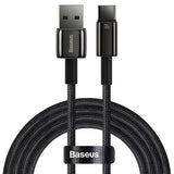 Cablu Baseus Tungsten Gold (CAWJ000001), USB to Type-C, Super Fast Charge, 100W, 480Mbps, 1m, Negru