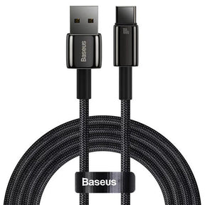 Cablu Baseus Tungsten Gold (CAWJ000001), USB to Type-C, Super Fast Charge, 100W, 480Mbps, 1m, Negru