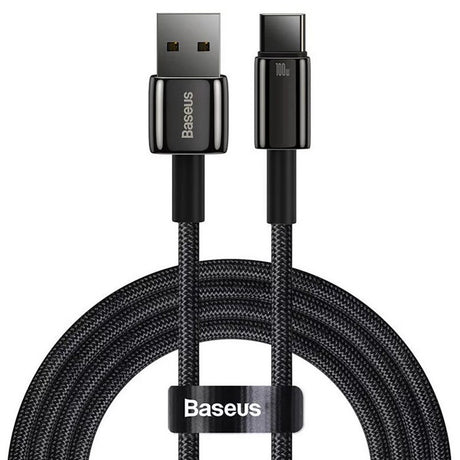 Cablu Baseus Tungsten Gold (CAWJ000001), USB to Type-C, Super Fast Charge, 100W, 480Mbps, 1m, Negru