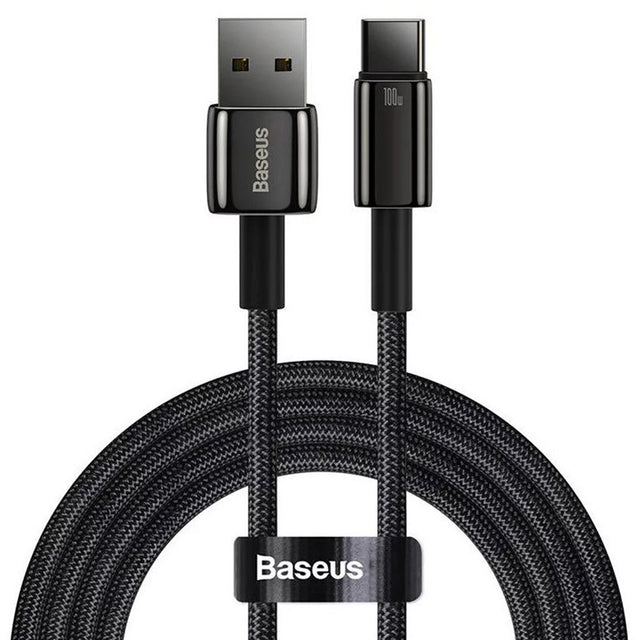 Cablu Baseus Tungsten Gold (CAWJ000001), USB to Type-C, Super Fast Charge, 100W, 480Mbps, 1m, Negru