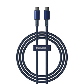 Cablu Baseus Tungsten Gold (P10319800321-03), Type-C to Type-C, Super Fast Charge, 100W, 480Mbps, 1m, Bleumarin