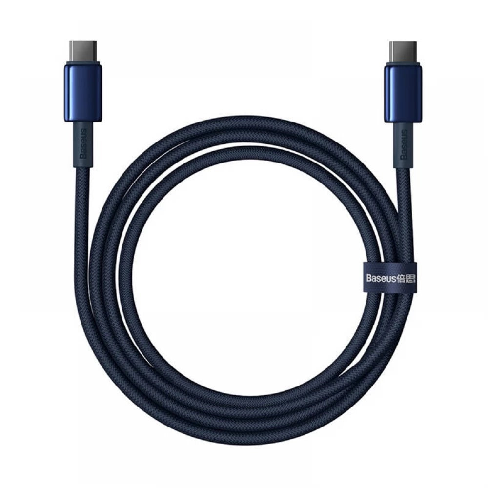 Cablu Baseus Tungsten Gold (P10319800321-03), Type-C to Type-C, Super Fast Charge, 100W, 480Mbps, 1m, Bleumarin