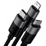 Cablu Baseus StarSpeed (CAXS000001), Fast Charging, USB to Lightning, Micro-USB, USB-C, 20W, 5V/3.5A, 1.2m, Negru