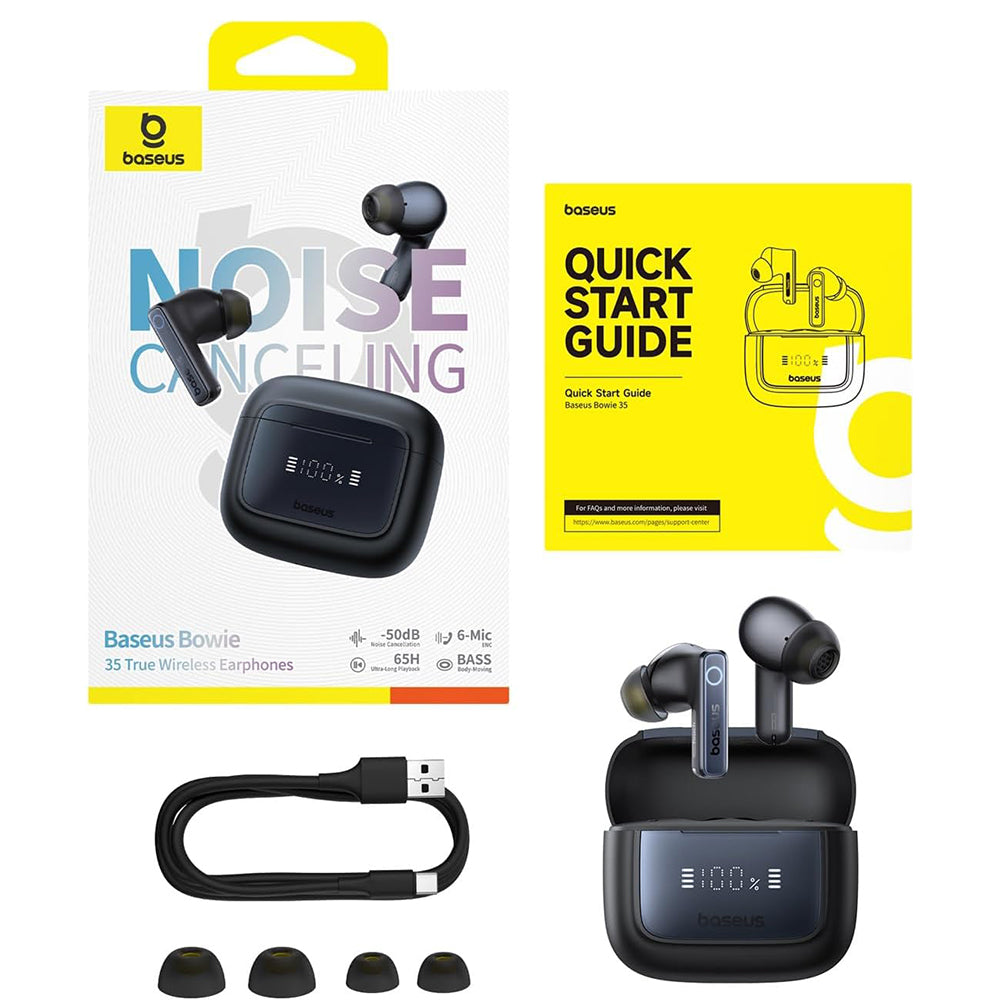 Casti Baseus Bowie 35 (A00073800123-00), True Wireless, Bluetooth V5.3, 6-Mic ENC, IPX4, Negru