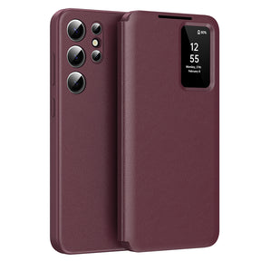 Husa de protectie Techsuit SmartView Series compatibil cu Samsung Galaxy S23 Ultra, Rosu