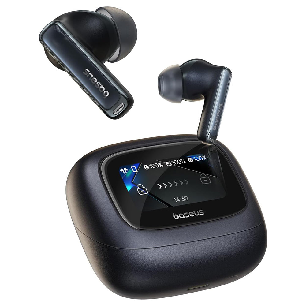 Casti Baseus M2s Ultra (A00074101123-00), True Wireless, Bluetooth 5.4, 4-Mic ENC, Smart Display, Negru