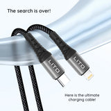 Cablu Lito (LD22CL), Type-C to Lightning, Fast Charging, 27W, 2m, Negru