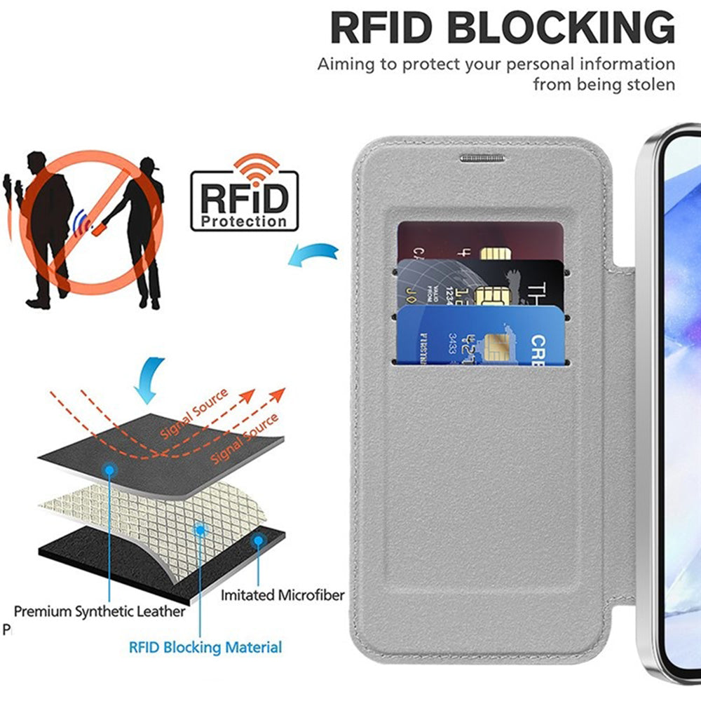 Husa de protectie Techsuit SmartMag Book compatibil cu Samsung Galaxy A55 5G, Gri