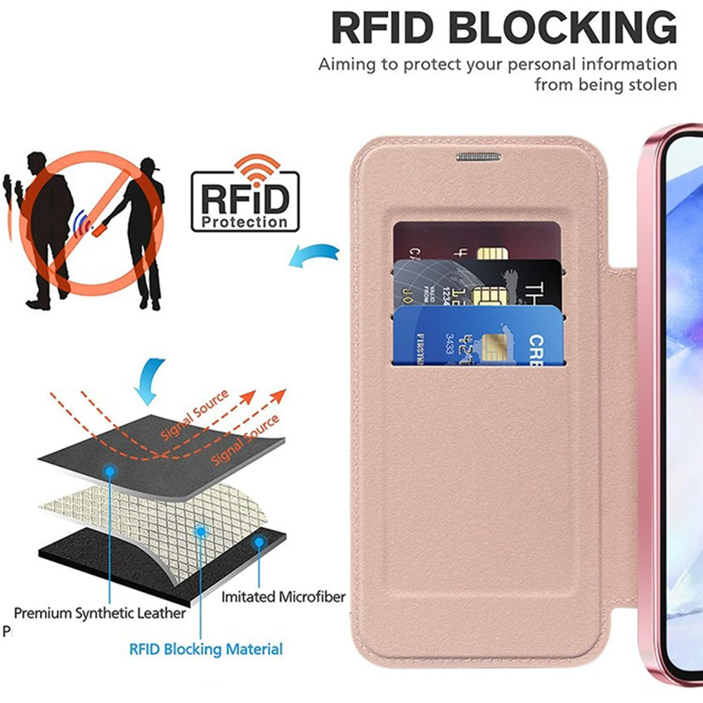 Husa de protectie Techsuit SmartMag Book compatibil cu Samsung Galaxy A55 5G, Roz