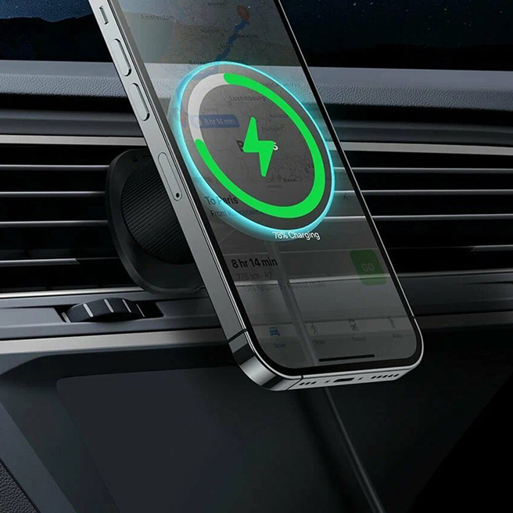 Suport Baseus Wireless Car Vent (C40141001111-00), 15W, N52 Magnets, 360°, Ambient Light, Anti-Shake, Mini Size, Negru