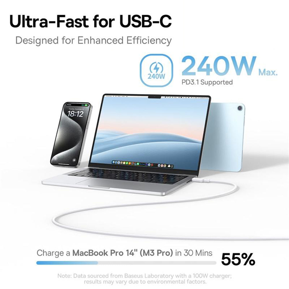 Cablu Baseus PicoGo (P10376800311-00), Magnetic, Type-C to Type-C, 240W, Fast Charging, 480Mbps, Silicone, 1m, Albastru